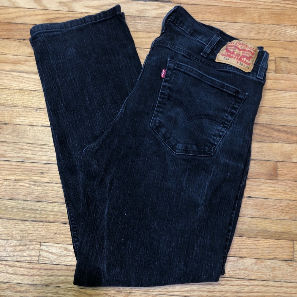 Levi’s 559 Mens Relaxed Straight Black Jeans 38x34